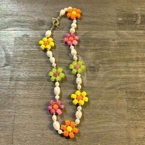 Éliou Cultures‎ Pearls & Pony Bead Flower Necklace